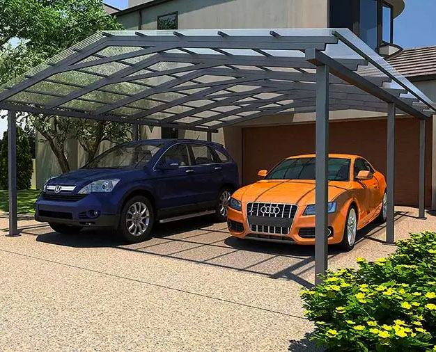 double polycarbonate canopy car parking shade